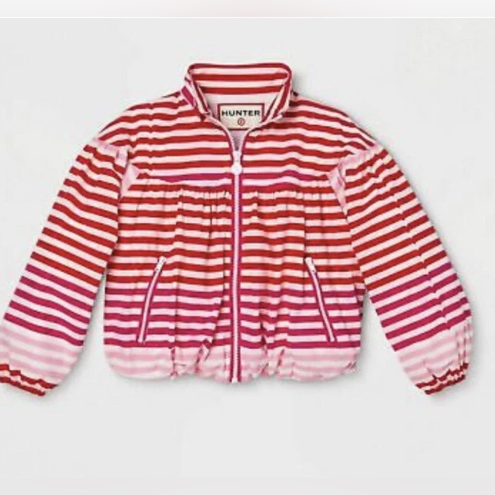 Hunter Kids Raincoat - Pink and Red Stripes - Picture 3 of 5